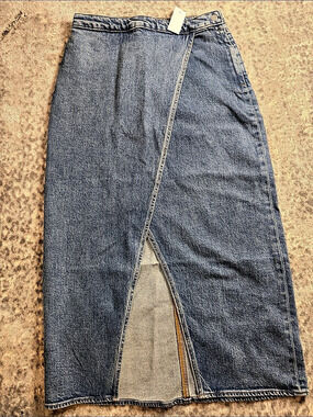 LOFT Denim Midi Wrap Skirt